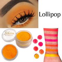 Sombra asa de borboleta ultrapigmento Neon Cor Lollipop - Bitarra Beauty microparticulas em po com alta pigmentação organica e artististica