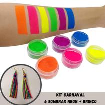 Sombra Maquiagem Torre de Pigmento Neon Carnaval Maquiagem + Brinco de Carnaval Coloridos - mabelle