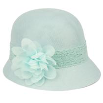 Sombrero Cloche de Lino con Flores para Mujer Angela & William en Color Menta