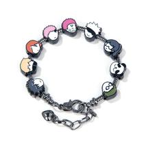 SONGCHANGJEWELRY Pulseira DIY JJK com Pingentes 9 Mini Rostos de Anime em Estilo Chibi Gojo, Yuji, Sukuna, Panda e Mais Corrente de Liga Removível para Fãs e Colecionadores