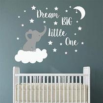 Sonho Big Little One Elephant Wall Decal, Adesivos de parede Citação, Decoração de parede do quarto do bebê, decalques de parede de vinil para crianças Baby Kids Boy Girl Bedroom Nursery Decor (47.3 "Wx38.9" H) (branco) - JEPART