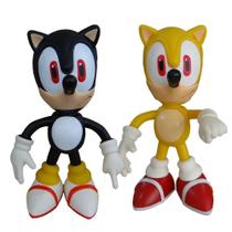 Sonic Amarelo E Sonic Preto Collection - 2 Bonecos Grandes