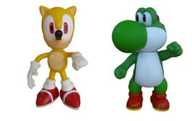 Sonic Amarelo e Yoshi Collection - 2 Bonecos Grandes