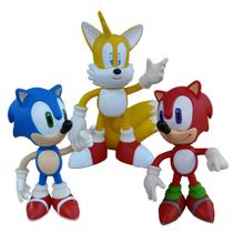 Sonic Azul Sonic Vermelho Tails - 3 Bonecos Grandes