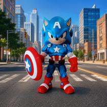 Sonic Capitão América - Action Figure Colecionável Incrível Sonic Capitão América - Action Figure Colecionável Incrível