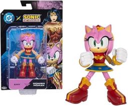 Sonic e DC Liga da Justiça - Boneco Articulado Amy Mulher Maravilha 12cm Sunny