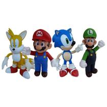 Sonic Tails Super Mario Luigi - 4 Bonecos Grandes - Super Size Figure Collection