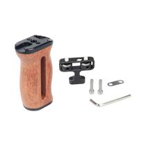 Sony Canon Nikon Camera Cage Handle Esquerda Direita Wooden Grip Cold Shoe Mic Video Light