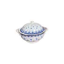 Sopeira c/ Tampa Blue Leaf em Porcelana Borda Ouro 2,8L Sopeira c/ Tampa Blue Leaf em Porcelana Borda Ouro 2,8L