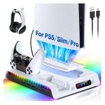 Soporte de carga con ventilador de enfriamiento para PS5 con 9 luces RGB FASTSNAIL