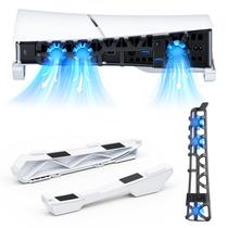 Soporte NexiGo para PS5 Slim con ventilador de enfriamiento, puerto USB 3.0 y luz LED