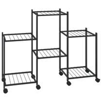 Soporte para plantas vidaXL de hierro negro 83x25x60 cm con 3 estantes