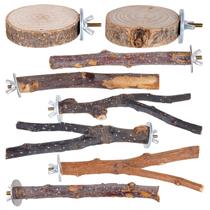 Soporte para posadero de aves Libiline natural de madera para pájaros, 8 piezas Soporte para posadero de aves Libiline natural de madera para pájaros, 8 piezas
