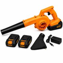 Soprador de Folhas 48V Sem Fio com 2 Baterias Carregador Alta Potência para Jardim Quintal e Garagem Soprador de Folhas 48V Sem Fio com 2 Baterias Carregador Alta Potência para Jardim Quintal e Garagem