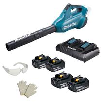 Soprador de Folhas Makita 36V 18V x2, Vel. 54m.s , Motor BL, 4 Bat. 3Ah e Carregador Duplo Profissional DUB362Z
