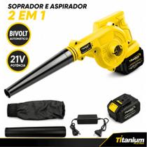 Soprador e Aspirador a Bateria 21V Titanium Platina 15000 mAh com Carregador Bivolt Soprador e Aspirador a Bateria 21V Titanium Platina 15000 mAh com Carregador Bivolt