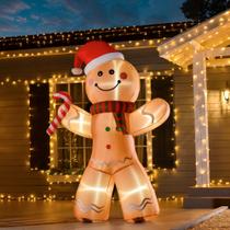 Soprador Inflável HOMCOM 240 cm Homem de Gengibre com LED