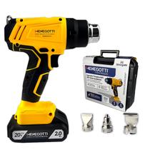 Soprador Térmico a Bateria Menegotti MTI 20V 50 a 500 Graus Fluxo 200 Lmin Controle Digital 3 Bicos 0,5 kg Remoção de Tinta Plástico e Adesivo Maleta