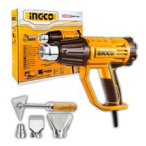 Soprador Termico Ingco HG200047 2000W até 600 Graus e 500 Lmin 2 Niveis de Calor Pistola Ar Quente 4 Bicos e Raspador Remoção de Tinta Verniz Adesivo