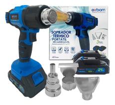 Soprador Termico Portatil 21v + 3 Bocais De Metal Potente