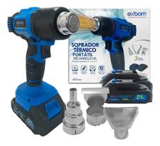 Soprador Termico Portatil 21v + 3 Bocais de Metal Potente Soprador Termico Portatil 21v + 3 Bocais de Metal Potente