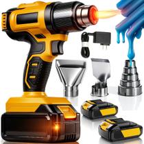 Soprador Térmico Sem Fio Profissional 3000w Pistola Ar Quente 2 Baterias Ajuste Temperatura 3 Bicos Motor Brushless Soprador Térmico Sem Fio Profissional 3000w Pistola Ar Quente 2 Baterias Ajuste Temperatura 3 Bicos Motor Brushless