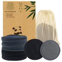 Sopurrrdy Almofadas de Remoção de Maquiagem Reutilizáveis -20 Pack com Saco de Roupa - Almofadas Removedoras de Maquiagem de Algodão Reutilizável Preto Macido para Almofadas de Rosto - Rodadas de Algodão de Bambu Laváveis - Almofadas de Algodão -