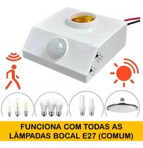 Soquete Base Para Lâmpada E27 Sensor Detector De Movimento Proximidade Programável LK6025