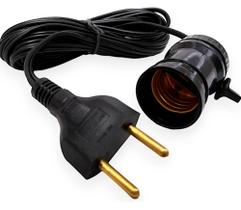 Soquete Bocal 5 Metros c/ 2 Pinos 10A Preto Garra