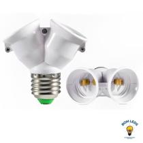 Soquete Bocal Duplo Tipo Y Adaptador E27 Prático Para Duas Lâmpadas - Maior Iluminação