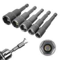 Soquete Canhão Bits Parafusadeira Jogo 6 A 13 Mm Kit 5 Pçs