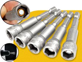 Soquete Canhão Magnético Bramix 10mm x 65mm Kit 5 Peças Profissional P/ Ferramentas Parafusadeira Construção E Reparos Soquete Canhão Magnético Bramix 10mm x 65mm Kit 5 Peças Profissional P/ Ferramentas Parafusadeira Construção E Reparos