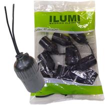 Soquete com Rabicho Porta Lâmpada E27 Bocal Plafon Preto Kit 10 unidades - ILUMI