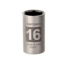 Soquete Curto 16mm, 6 Pontas Encaixe 1/2 - 50801- Craftsman
