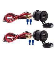 Soquete de carregador USB duplo Tomada de alimentação impermeável 12V/24V Soquete de carregador USB duplo Tomada de alimentação impermeável 12V/24V