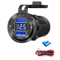 Soquete de carro USB Tailinwen 12V de 3 portas Quick Charge à prova d'água