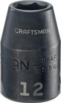Soquete de impacto raso CRAFTSMAN com acionamento de 1/2 polegada de 12 mm métrico