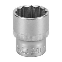 Soquete Estriado 1/2 Pol Cromo Vanádio 24 mm 1 Peça STELS