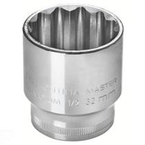Soquete Estriado 22 Mm Encaixe 1/2" Em Aço Cromo Vanádio Com Acabamento Cromado