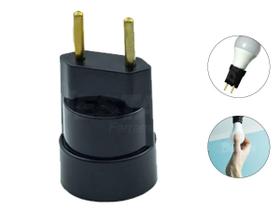Soquete Pino Porta Lâmpada Adaptador E27 Bocal Tomada Preto Bivolt