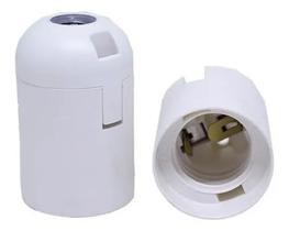 Soquete Plástico Liso E-27 Branco e Preto