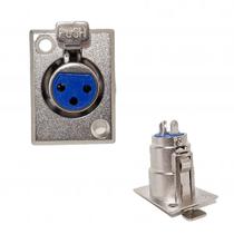 Soquete Plug Conector XLR Canon Femea Painel p painel 3 pino