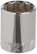 Soquete raso CRAFTSMAN, unidade de 1/2 polegada, 27 mm, métrica de 12 pontos
