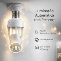Soquete Sensor Presença E27 Bivolt Para Lâmpada Rosca Comum Praticidade Sem Reforma Elétrica