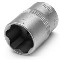 Soquete Sextavado 1/2 21mm Curto Cromo Vanádio Prateado