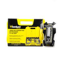 Soquetes 1/2" (22 Peças) + Chaves Hexagonais Tipo Canivete CRV (08 Peças)