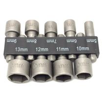 Soquetes Jogo 9 Peças Aço Kit 1/4" 5mm à 13mm Acessórios para Kit de Ferramentas Parafusadeira