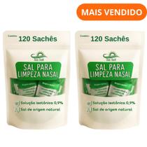 Soro Fisiológico Em Pó Kit Com 120 Sachês Para Lavagem Nasal Adulto e Infantil Bebês a partir de 6 meses