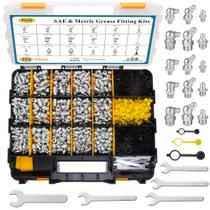 Sortimento de graxeiras, 310 unidades SAE e métricas com kit de chave