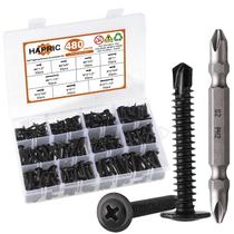 Sortimento de parafusos autorroscantes Hapric 480 unidades para metal